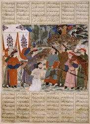 Afrasiyab Tuant Naudar, un feuillet du Grand Shahnama Mongol (Livre des Rois)